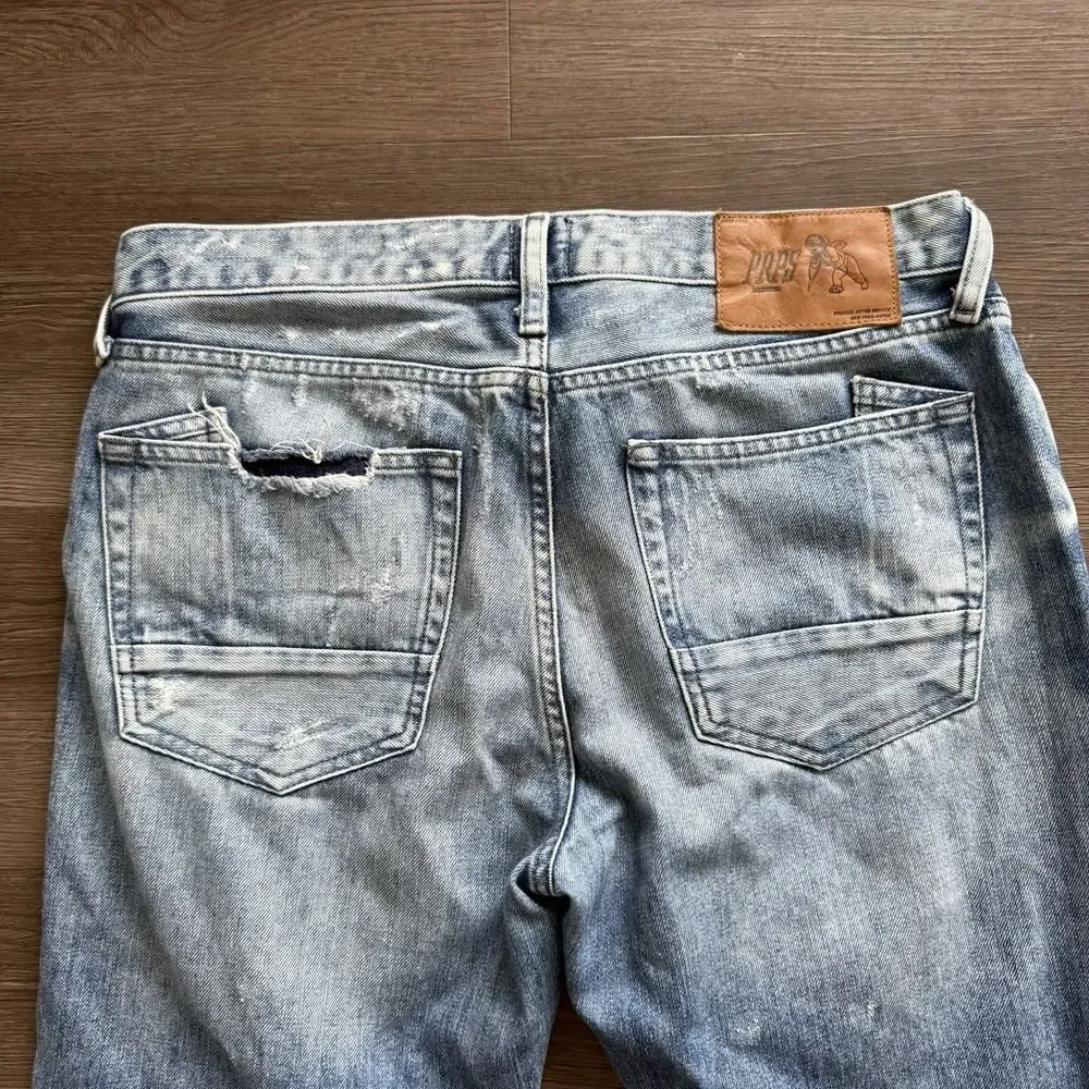 PRPS Demon Fit Mens Size 32 Distressed Button Fly Denim Jeans Light Wash